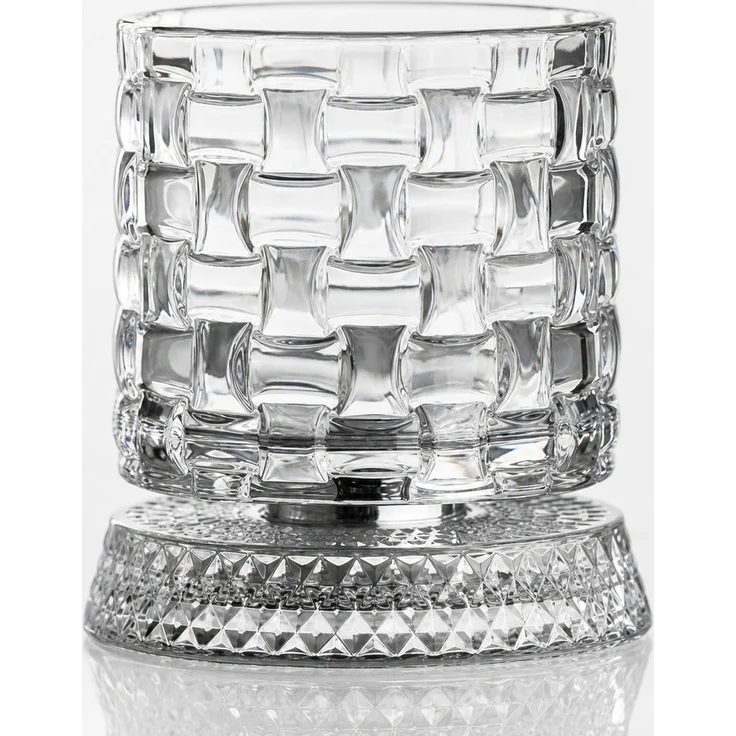 2er Set Whiskygläser mit drehbarem Kristallglasboden, transparent,Gewebter Stil 15 x 10 x 10 cm – Bild 3