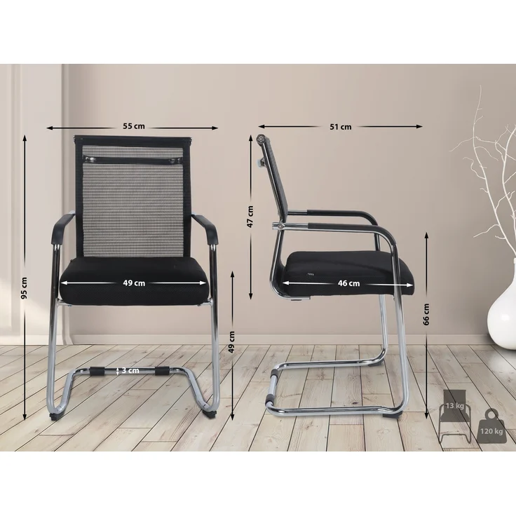 CLP 2er Set Besucherstühle Denny Mesh freischwingend,chrom – Bild 2