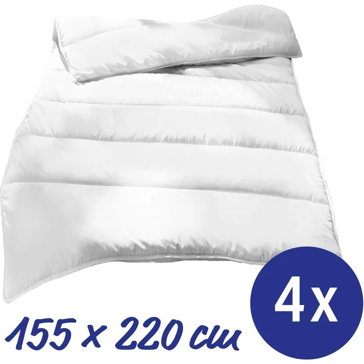 4 x 155 x 220 cm Mikrofaser Ganzjahres-Steppbettdecke, Füllgewicht: ca. 900 g, extra leicht