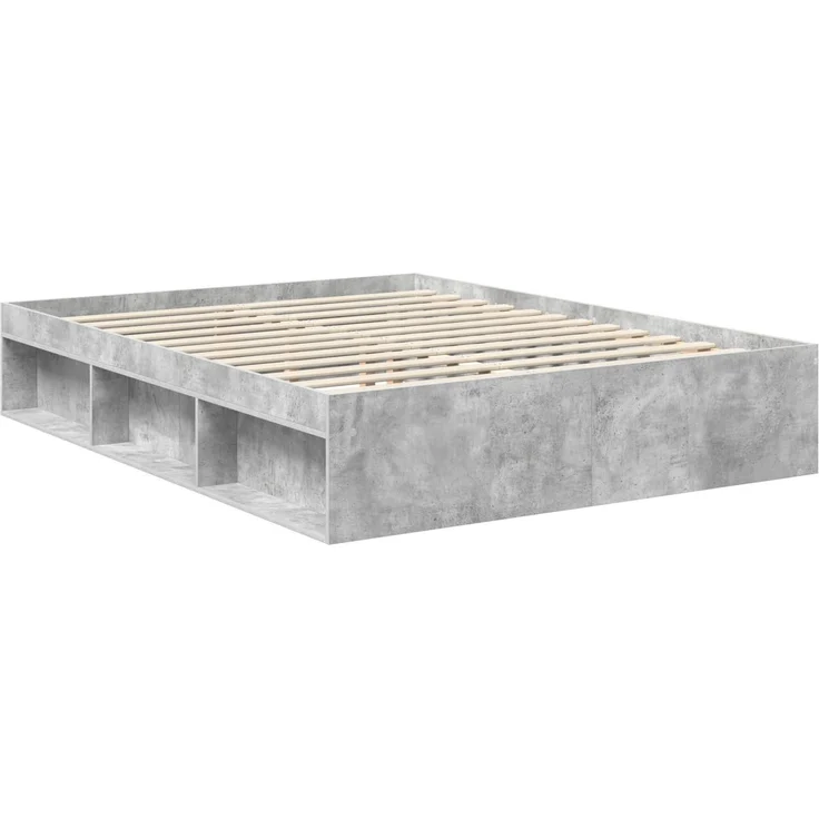 vidaXL Bettrahmen Beton Grau 150 x 200 cm Massives Kiefernholz 3412473 – Bild 4