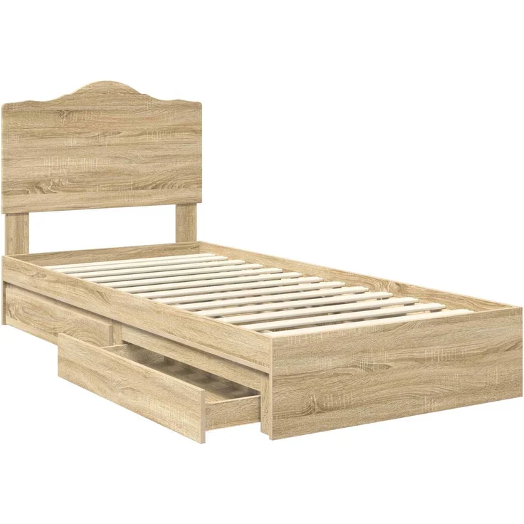 vidaXL Aufbewahrungsbett Sonoma-Eiche 100 x 200 cm Holzwerkstoff 3413536 – Bild 4
