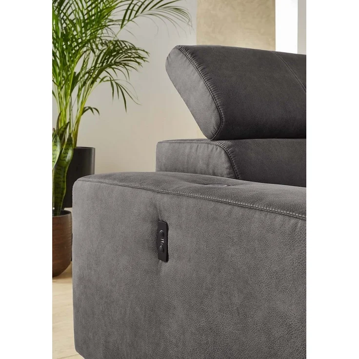 Jockenhöfer Gruppe Ecksofa Le Mans L-Form mit elektromotorischer Sitztiefenverstellung (30 cm), und induktiver Lademöglichkeit + USB A und C, verstellbare Kopfstützen – Bild 3