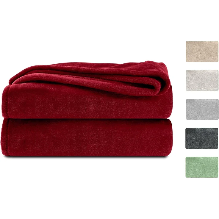 Wohndecke Flauschige Kuscheldecke, Oeko-TEX Zertifiziert, Komfortec, Super Weiche Fleecedecke, Bordeaux