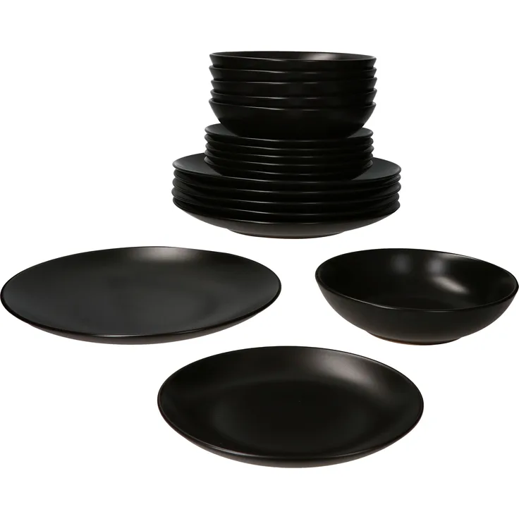 18tlg Tellerset Panther schwarz 6 Personen