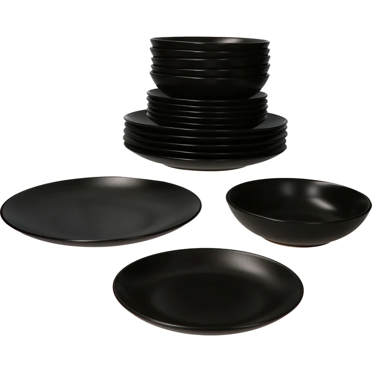 18tlg Tellerset Panther schwarz 6 Personen – Bild 1