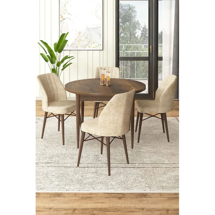 Skye Decor 'Rox - Baroque, Cream' Essgruppe (5-teilig), Barock / Creme, 90 x 75 x 90 cm