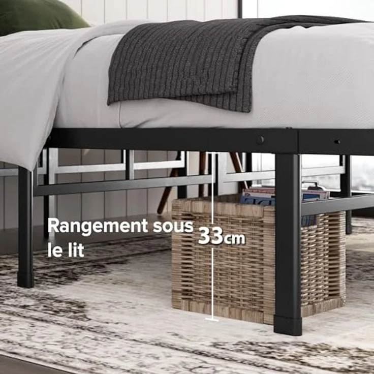 Zinus Justin Bett 140x190 cm – 36 cm Höhe mit Stauraum unter dem Bett – Plattformbett aus Metall – Schwarz – Bild 4