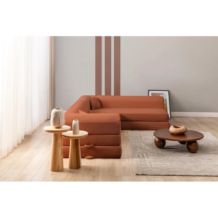 Hanah Home 'Legom Eco Corner - Tile Red' Ecksofa-Schlaf, Fliesenrot, 280 x 61 x 90 cm – Bild 5
