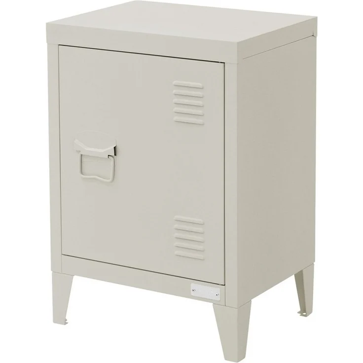 ML-DESIGN Nachttisch Nachtschrank Nachtkommode für Schlafzimmer Nachtkästchen Nachtkonsole, Hellgrau 40 x 30 x 58 cm aus Stahl Türgriff links Industriedesign Metall – Bild 5