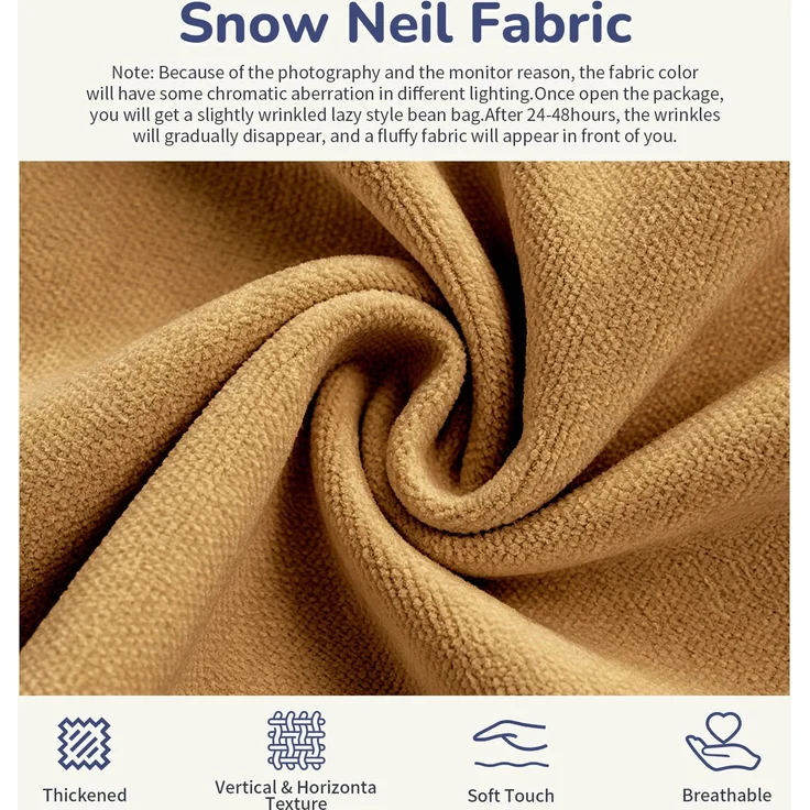 Sitzsack „Fliegende Raupe“, ultraweiches Faulenzsofa, Stilvolles Lounge-Sofa für gemütliche Stunden zu Hause, ideal für Schlafzimmer und Wohnzimmer, Stoff: Snow Neil, Farbe: Gelb, Maße: 90 x 100 x 80 cm, Marke: YOUDENOVA – Bild 5