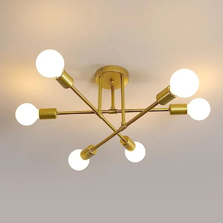 Comely Vintage DecKenlampe, 6 Flammig SputniK Kronleuchter Pendelleuchte – Bild 1