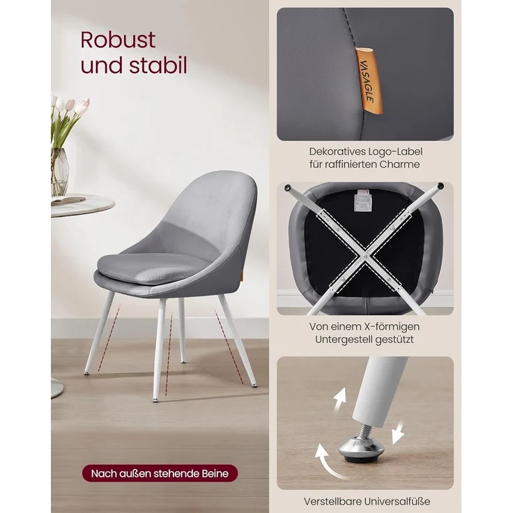 VASAGLE Esszimmerstuhl 2er Set/ 4er Set Küchenstuhl (4 St), stuhl bis 120 kg – Bild 7