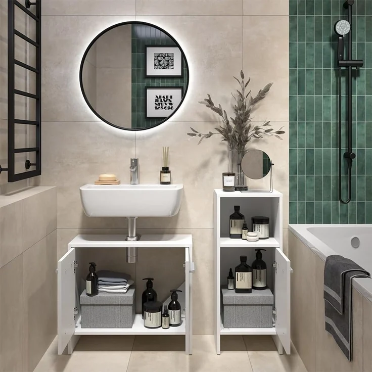 Badezimmermöbel-Set Karli Weiß 2-teilig Vicco – Bild 7
