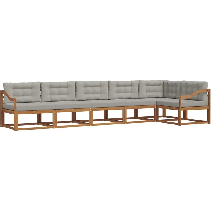 vidaXL Outdoor-Sofagarnitur 6 stk. 6-Sitzer Natur und Hellgrau 3367664 – Bild 2