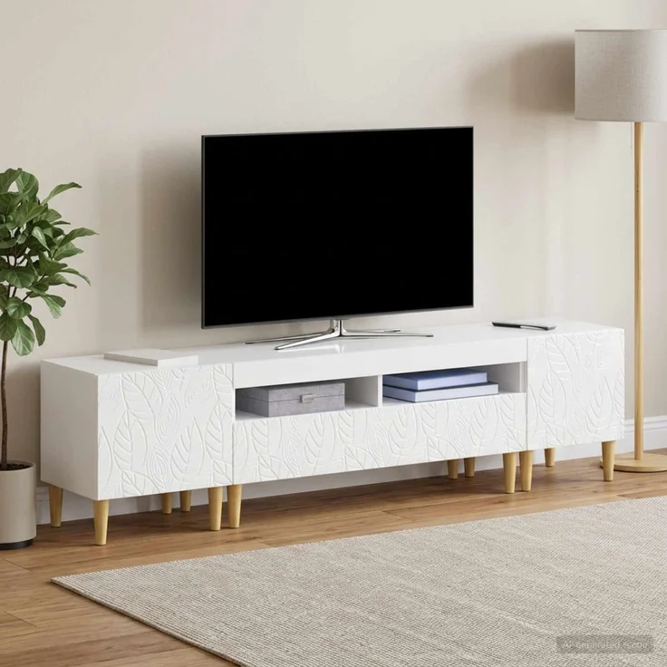 vidaXL 3-teiliges LED TV Regal DELFT Hochglanz Weiß Holzwerkstoff 3416762 – Bild 1