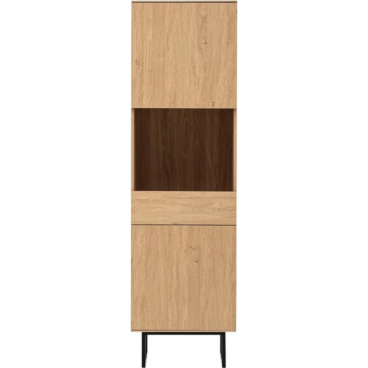Lomadox Vitrine KASOL-61 Eiche Dekor 58 cm breit grifflos Push-to-open Metallgestell – Bild 2