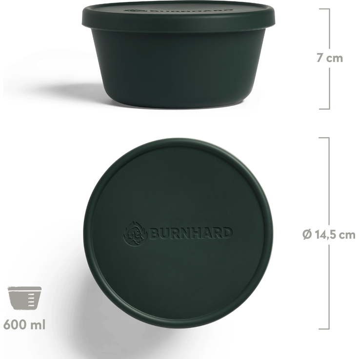 BURNHARD Pizzaballenbox mit Deckel, luftdicht, 6er-Set aus BPA-freiem Silikon, stapelbar, temperaturbeständig (-20 bis 230 °C), ideal für Stückgare, Einfrieren & Backen - Grau, Grün - #946392 – Bild 2