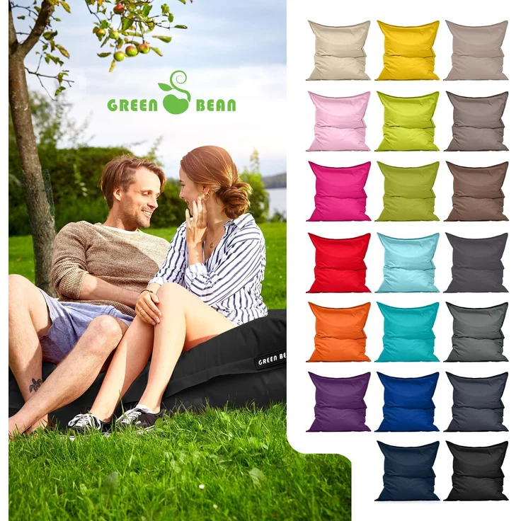 Green Bean® Sitzsack XXL 140x180cm 380 Liter Kinder & Erwachsene Bean Bag EPS Perlen Füllung Outdoor Riesensitzsack - waschbares und wetterfestes Lounge Sitzkissen - Camouflage Schwarz – Bild 2