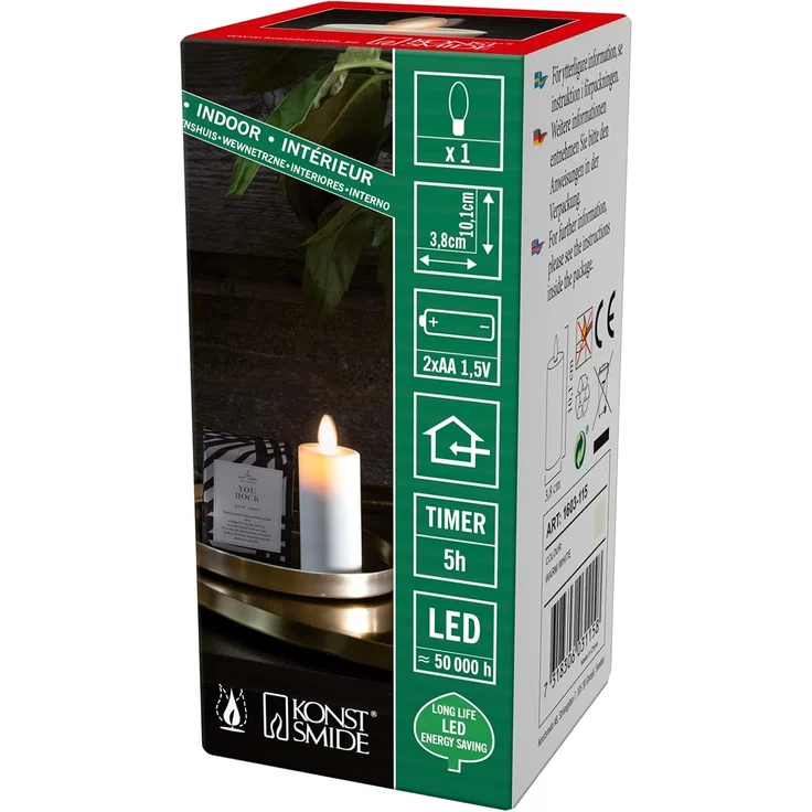 KONSTSMIDE No. 1603-115 LED Kerze cremeweiss 10cm Timer batteriebetrieben – Bild 1