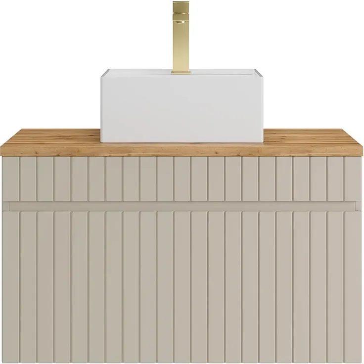 Vente-unique - SATARA Waschbeckenmöbel Holz, Platte Beige - B 46 cm x H 46 cm x L 80 cm – Bild 2