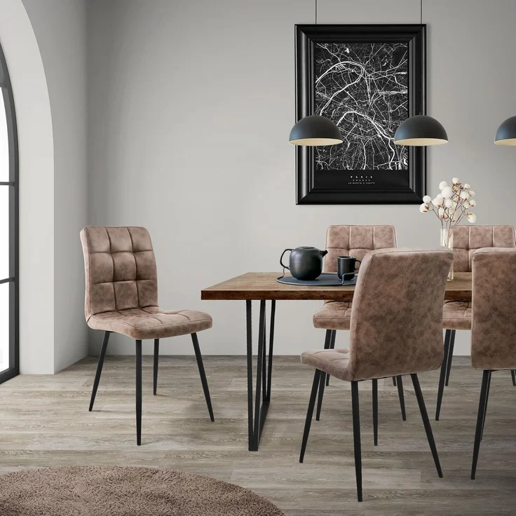 ML-DESIGN Stuhl Esszimmerstuhl mit Rückenlehne Polsterstuhl mit Metallbeine (4 St), Ergonomischer Stuhl Braun Kunstleder Wohnzimmerstuhl Küchenstuhl – Bild 3