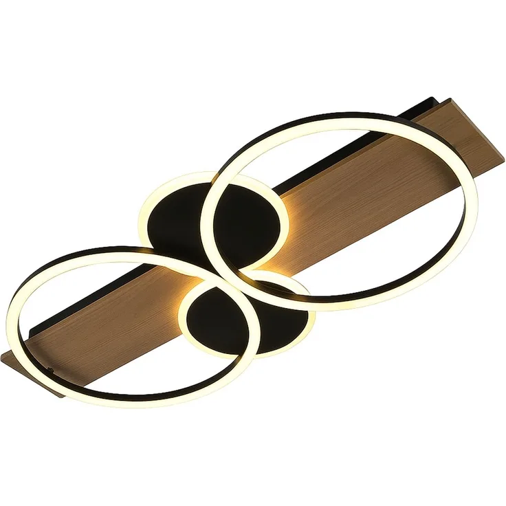 LED Deckenleuchte, Holzleuchte, schwarz, L 72 cm