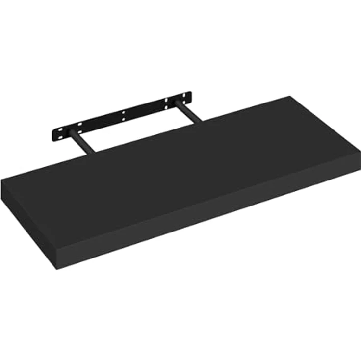 eSituro Wandregal, schwebendes Regal für Wandmontage, Schweberegal Hängeregal Wandbrett im Wohnzimmer Schlafzimmer Küche Badezimmer, schwarz modern, MDF, 50 x 3,8 x 22,9 cm – Bild 7