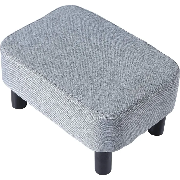 YMYNY Rechteckiger Fußhocker Sitzhocker, 42 x 29 x 23 cm, Polsterhocker Hocker Bank Sitzbank, Sitzhocker aus Baumwolltuch, Gepolstert, Holzbeine, Fußbank für's Wohnzimmer, Hellblau, HD-HRF-BD214
