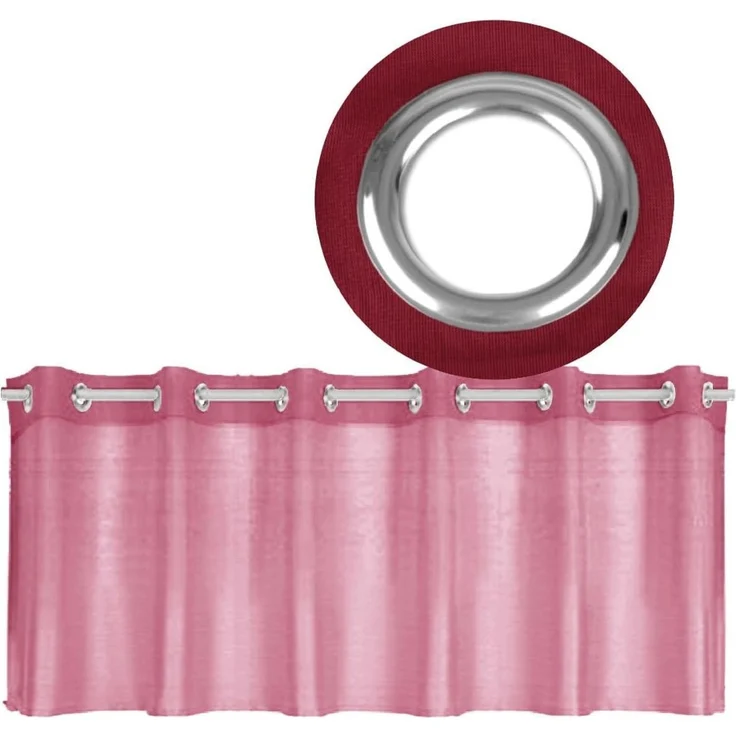 Ösen-Bistrogardine in B160cm x L45cm, transparente uni Scheibengardine Voile in vielen verschiedenen Farben erhältlich (bordeaux - beere) – Bild 1