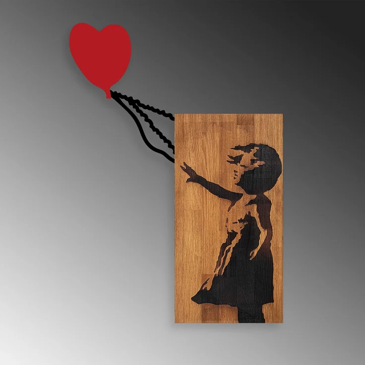 dekoratives Wandaccessoire aus Holz, 'Ma-366', 83 x 3 x 60, Nussbaum, Schwarz – Bild 5