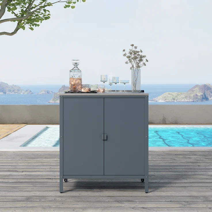 Outdoor Schrank Bolognano 92x80x50 cm Dunkelgrau, matt [casa. pro] – Bild 3