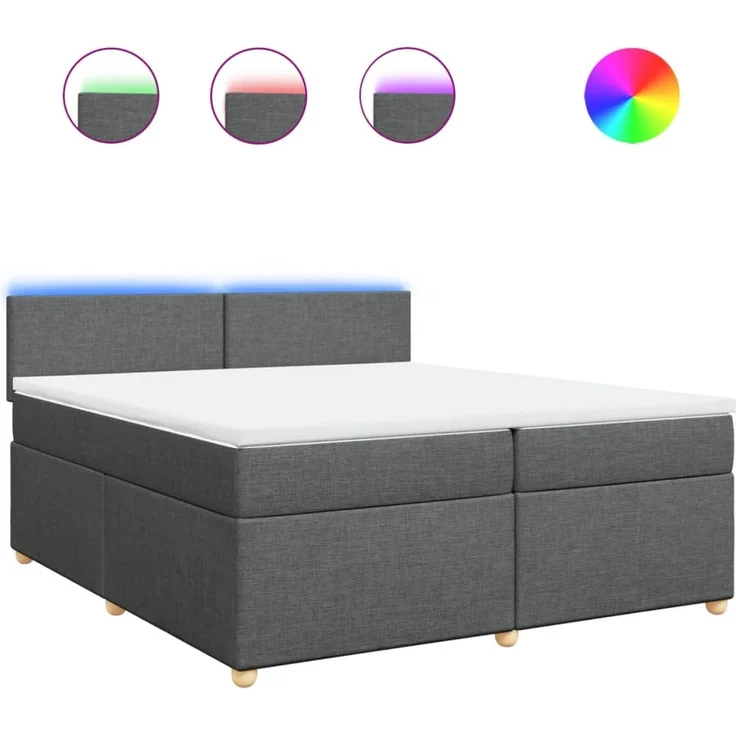 vidaXL Boxspringbett mit Matratze Dunkelgrau 200x200 cm Stoff 3289081 – Bild 2
