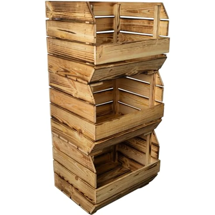 Kistenkolli Altes Land Allzweckkiste 3er Set Küchenregal 40x33x30 cm in geflammt Gemüsekiste Obsthorde (Spar-Set) – Bild 3