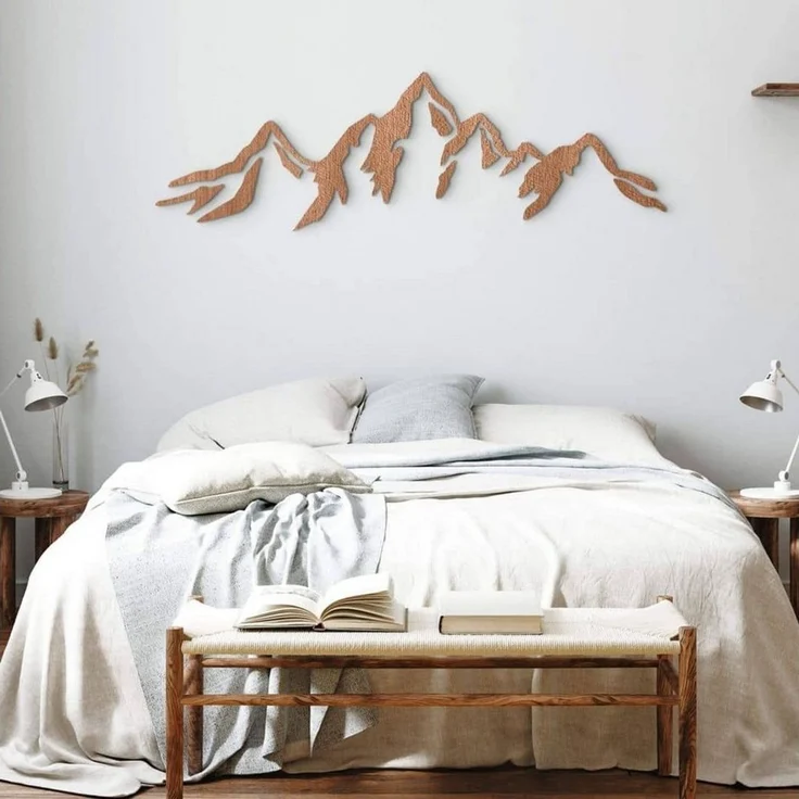 K&L Wall Art Holzbild Naturposter Gebirge Holzschild Berge Wohnzimmer Deko, (mehrteiliges Holzposter), MDF Holz Wandbild Wohnzimmer Landhaus Deko inkl. Wandhalterung – Bild 1