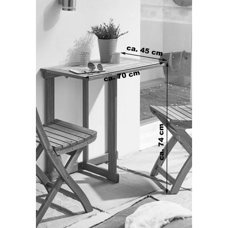 Balkonmöbel Akazie 3tlg. Klapptisch 60 x 45 ALEXA/BLOOM 59424561 – Bild 6