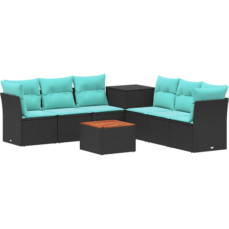vidaXL Sofa Set 8 stk. Schwarz und Blau Polyrattan und Stahl 3448268 – Bild 2