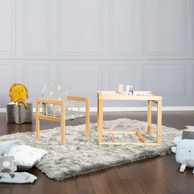 roba Hochstuhl 'Little Stars' - mit Essbrett - wandelbar zu Tisch & Stuhl - Sitz gepolstert - Holz natur – Bild 6