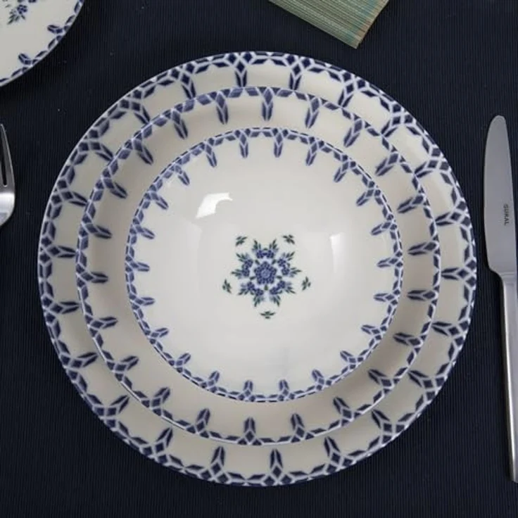 Tafelservice (24-teilig), 'GBSATN24Y4R1654', Weiß, Blau – Bild 2