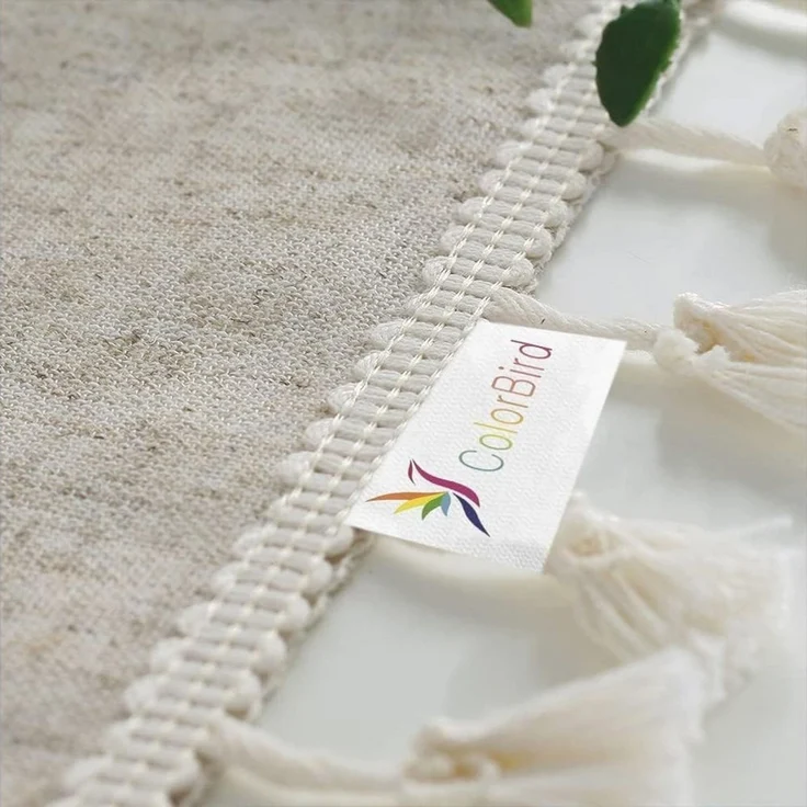 TUWENA Tischdecke Abwaschbar Leinen Baumwolle Tischtuch,Knitterfrei Tischtuch mit Quaste – Bild 1