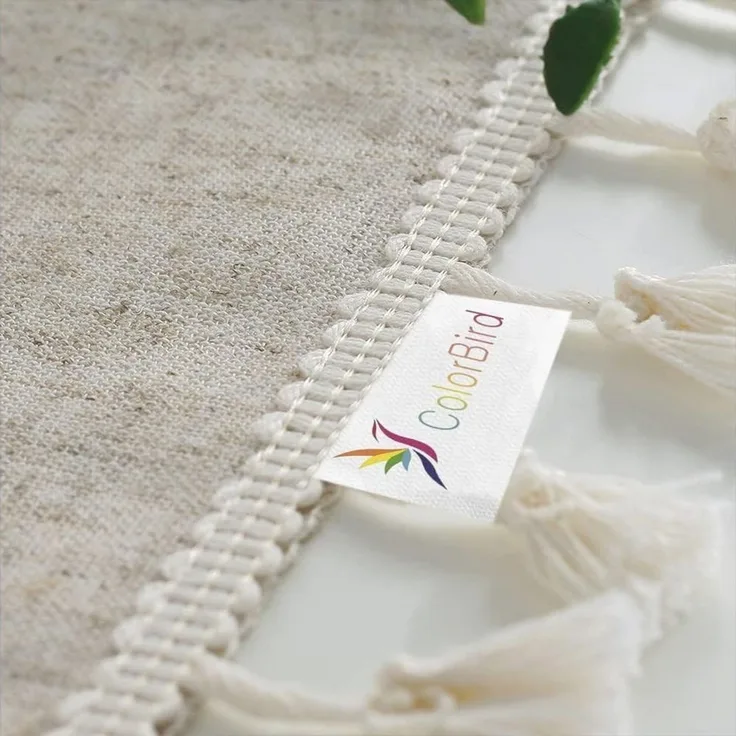 TUWENA Tischdecke Abwaschbar Leinen Baumwolle Tischtuch,Knitterfrei Tischtuch mit Quaste