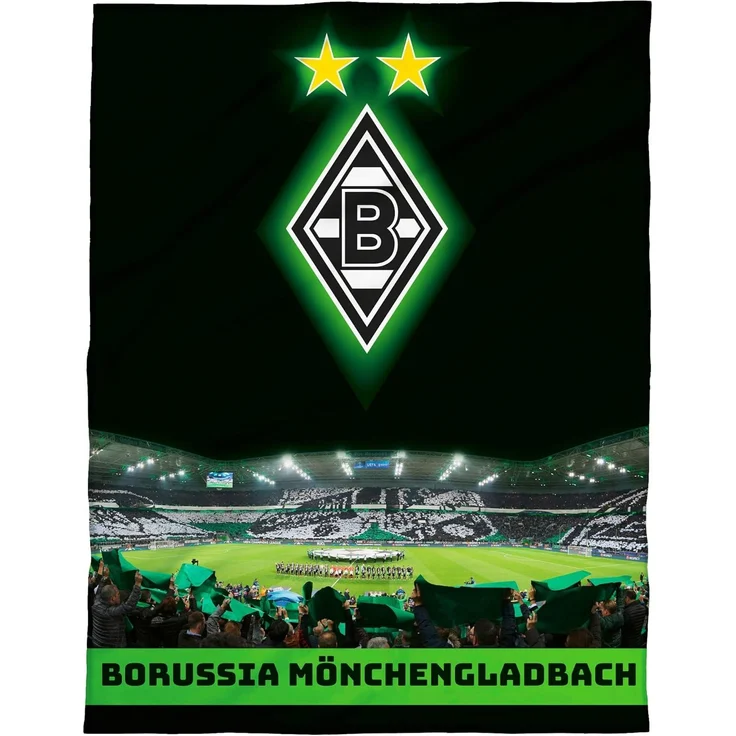 Wohndecke Borussia Mönchengladbach Decke Borussia Park 150x200 cm Kuscheldecke, BERONAGE, passend zur Bettwäsche, ideal für Sofa, Couch, Bett, Auto – Bild 2