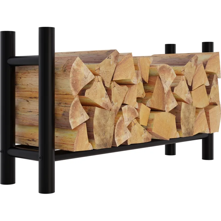 CLP Kaminholzständer Medya schwarz,30x100x60 cm rund