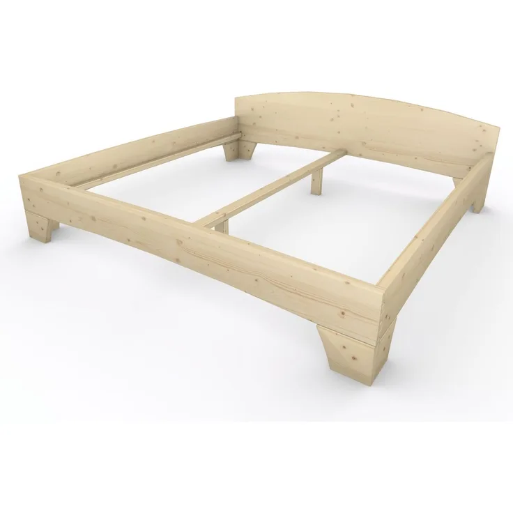Holzbett (Fichte) "Rosi" 200 x 200 cm 38 cm mit Kopfteil Massivholzbett Bett