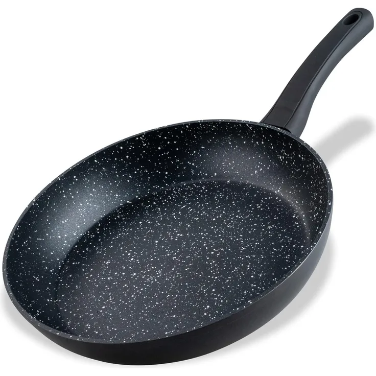 Fackelmann Bratpfanne Marble 28 cm, Antihaft-Pfanne aus 90% recyceltem Aluminium mit ergonomischem Kunststoff-Griff, große Induktionspfanne zum Kochen & Anbraten