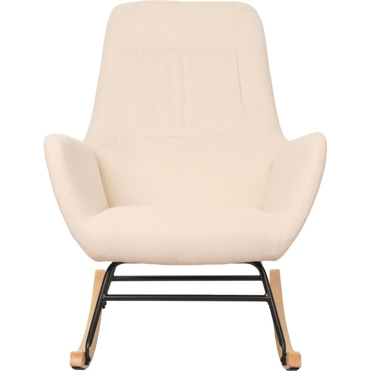 Schaukelstuhl HWC-N13, Schwingstuhl Relaxsessel Fernsehsessel, Massiv-Holz Metall Stoff/Textil 320g/m² ~ creme – Bild 8