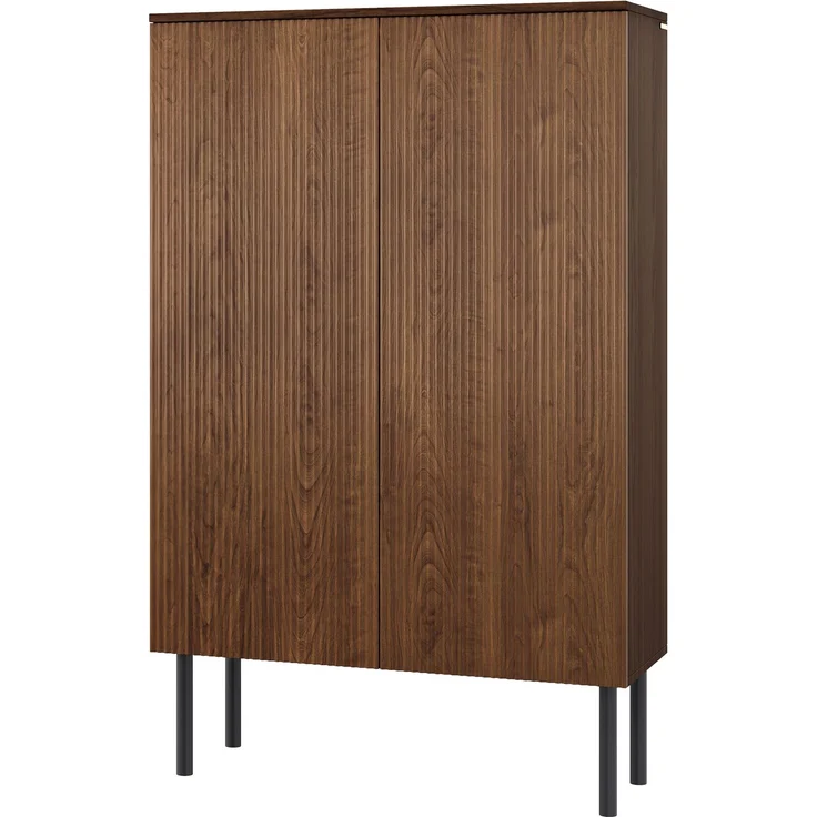 Vitrine B 80 x T 35 x H 145 cm aus MDF in Braun mit LED-Beleuchtung und Rillenfront – Bild 8