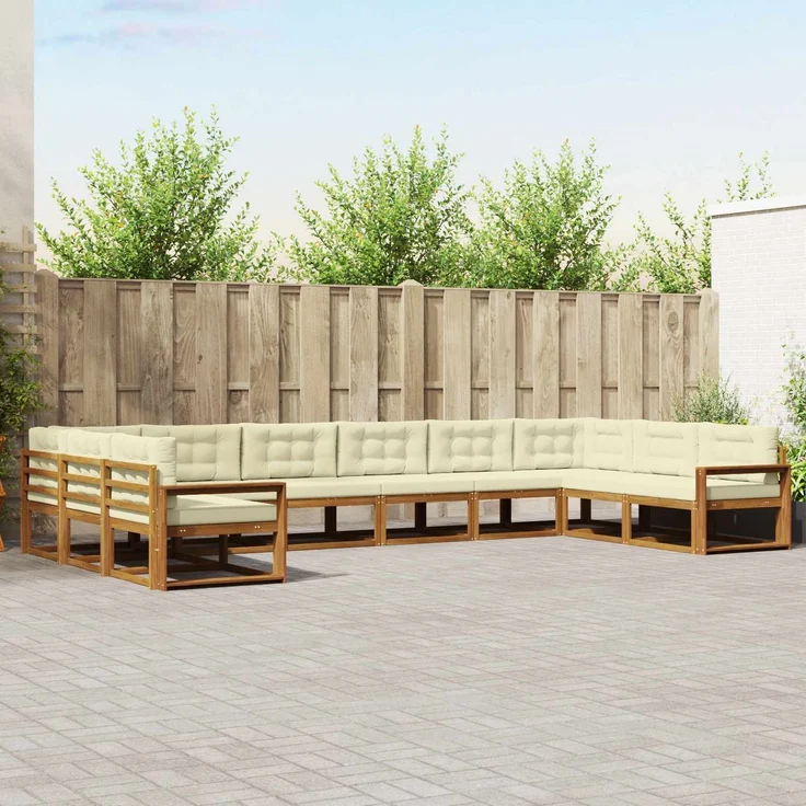 vidaXL Outdoor-Sofagarnitur 10 stk. 10-Sitzer Natur und Creme 3368243 – Bild 1