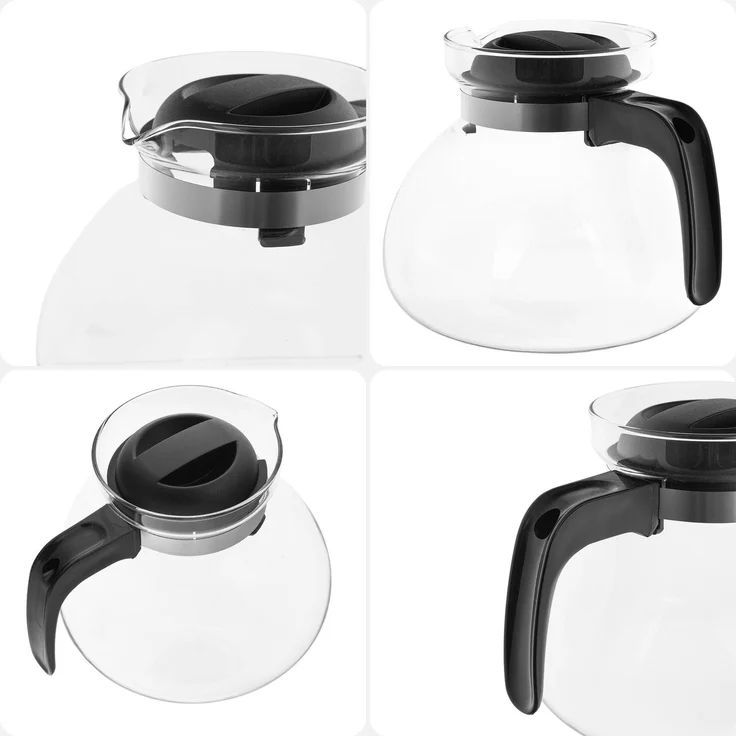KADAX Hitzebeständige Teekanne mit Deckel, Glas, schwarz, 1,7L – Bild 4