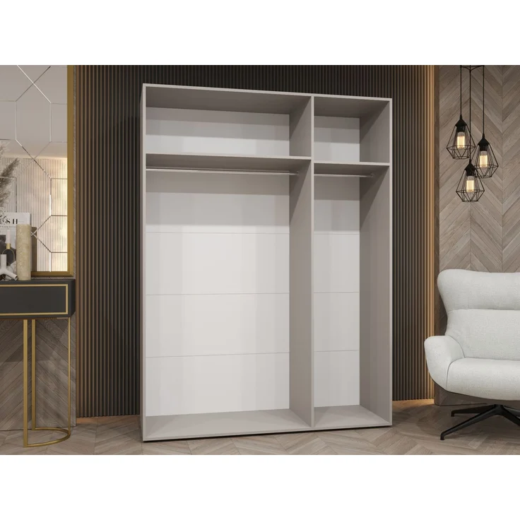 Kleiderschrank Veluna II 150 (Farbe: Schwarz / Schwarz + Gold) – Bild 3