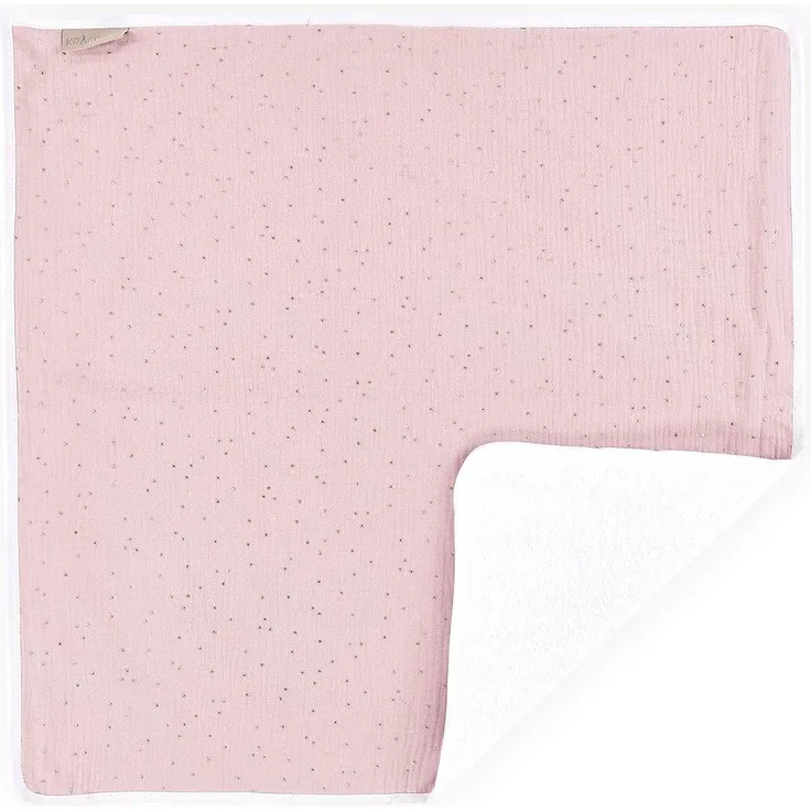 KraftKids Wickeltischunterlage Musselin goldene Punkte auf Rosa, Windelmatte aus 100% Baumwolle, wasserundurchlässige Reise-Wickelunterlage